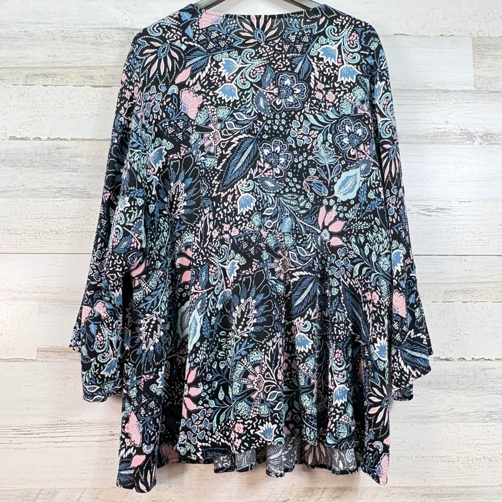 Torrid Womens Plus Size 4 Floral Paisley Crochet Lace Babydoll Tunic Top Black - Picture 3 of 14